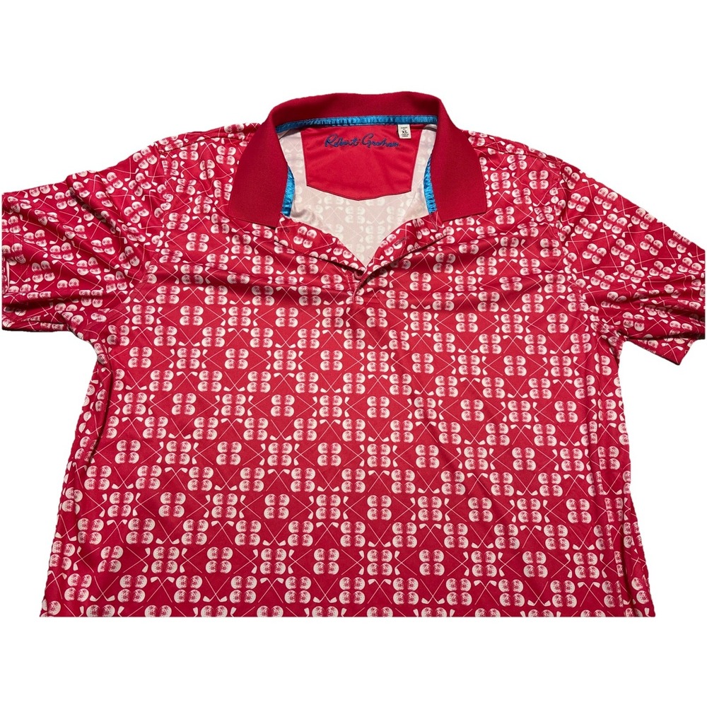 Robert Graham Baritone Clubhouse Golf Polo Shirt Mens XL Pink AOP Performance